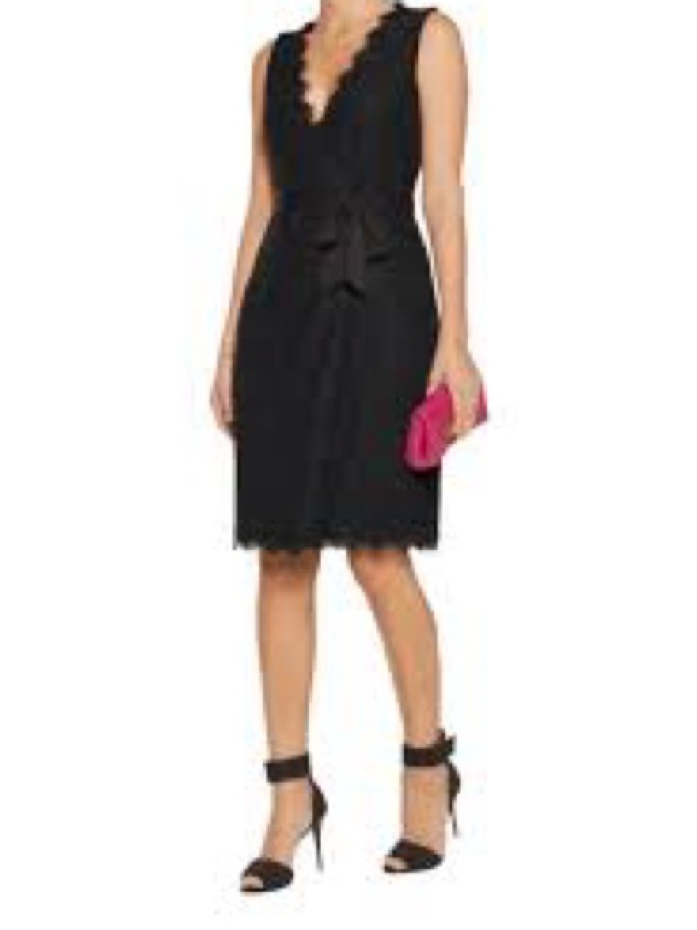 Diane Von Furstenberg DVF Julianna Two Black Lace Wrap Dress